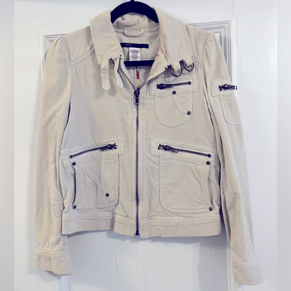 Marc Jacobs Moto Corduroy Jacket in Off White.